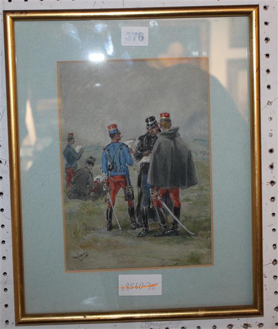 French school 19thc watercolour of soldiers